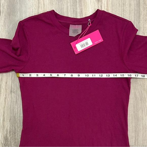 NWT Terez Long Sleeve Ribbed Bodycon High Neck Midi Dress Raspberry Pink Size L - Picture 4 of 6